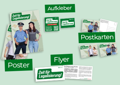 Bild der verschiedenen Materialien zur Kampagne.